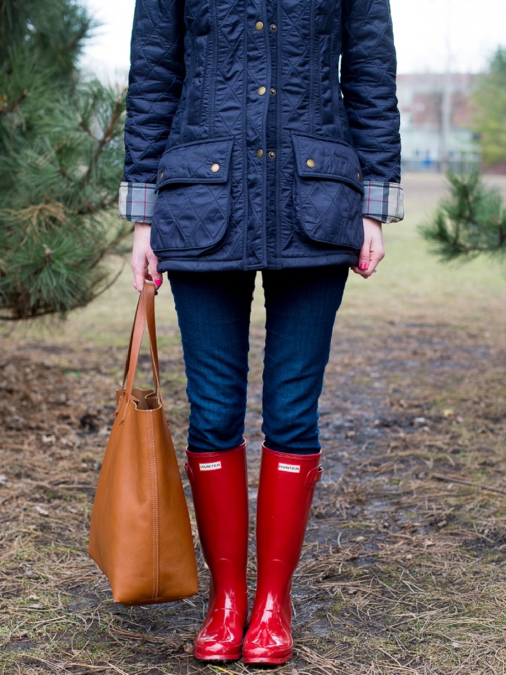 Hunter Red Glossy Tall Wellington Rain Boots